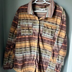 Striped Button-Up Shirt with Pockets